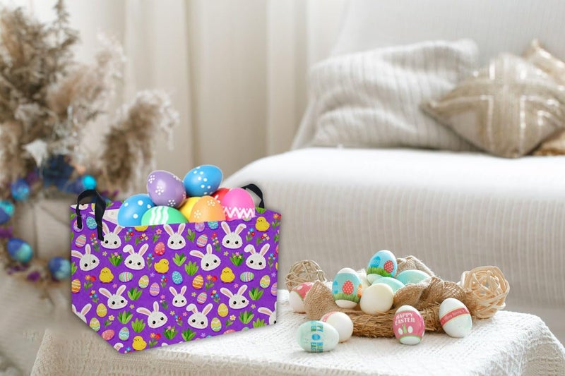 DDBASKET Easter Basket for Kids Gift Baskets Empty Baby Easter Basket for Boys and Girls Rectangular Toy Storage Bins Organizer Bin Box Cute room Decor for Home - Image 3